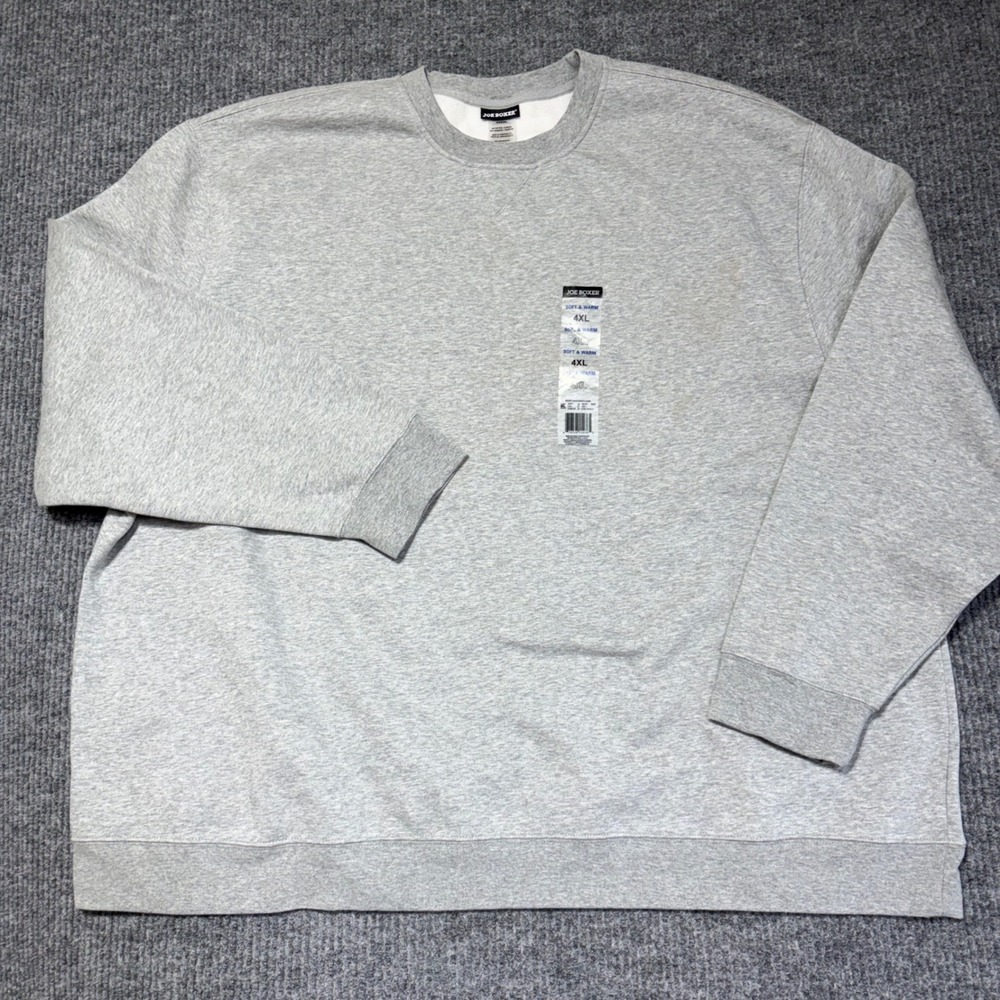Joe Boxer Mens 4XL Heather Gray Crewneck Sweatshirt Y2K Soft Warm NWT Big Tall